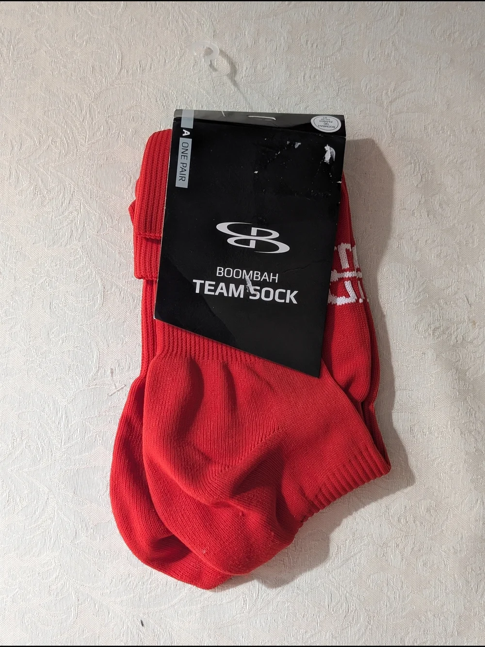 Boombah Men's Athletic Socks Breathable Logo Red/White Nylon Spandex 1 Pair